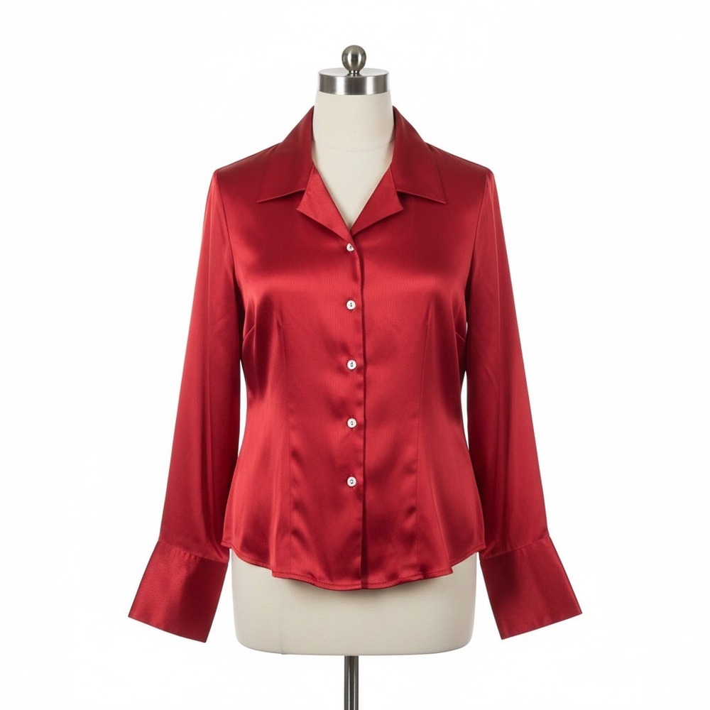 Jaclyn Smith‎ Red Satin Blouse Vintage 90s Y2K Grunge Coquette Party Night Out